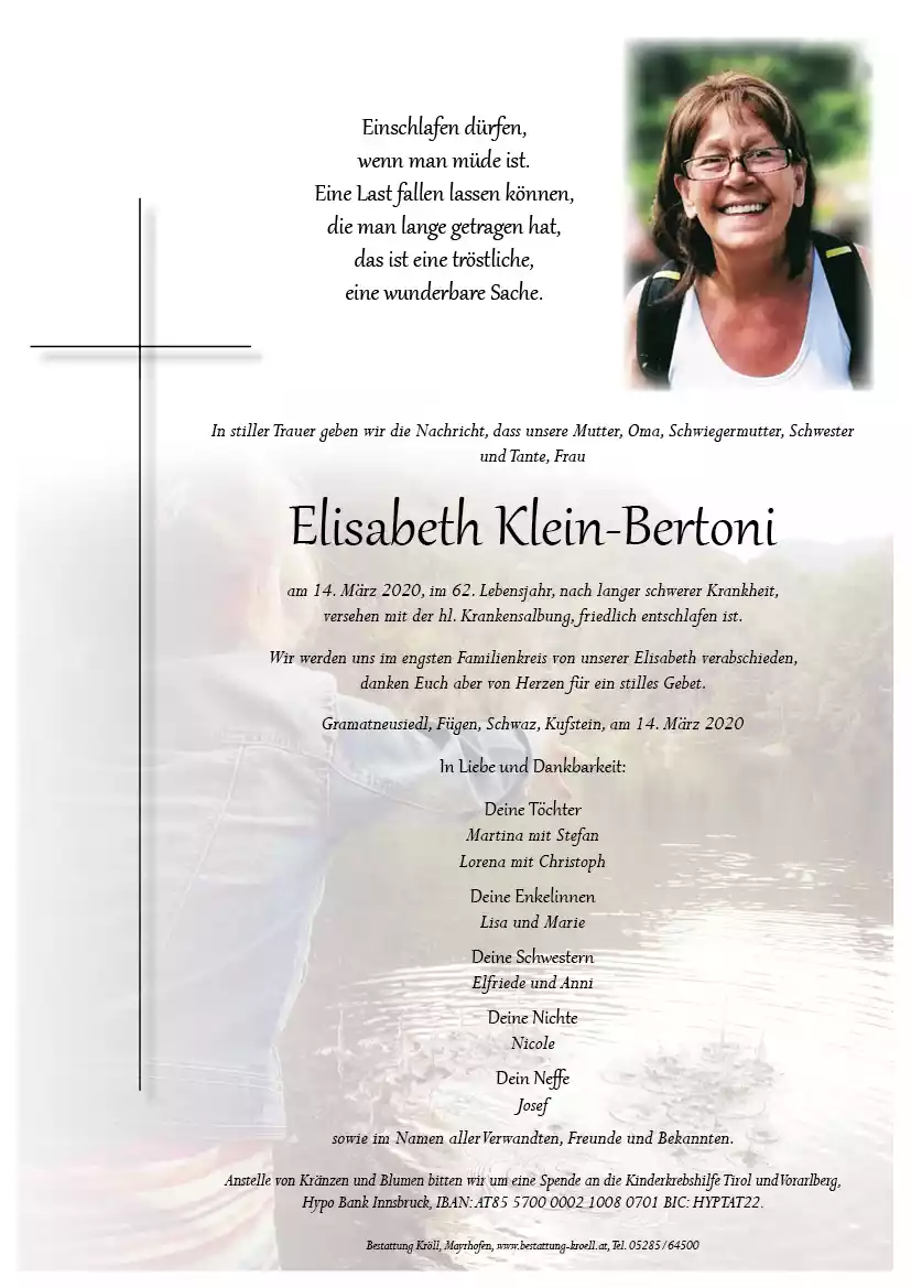 Parte von Elisabeth Klein-Bertoni